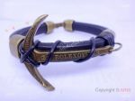 Replica Rolex Anchor Bracelet Black Leather with Copper Anchor